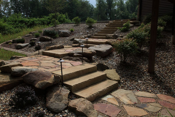 Stone Steps with Flagstone Landing